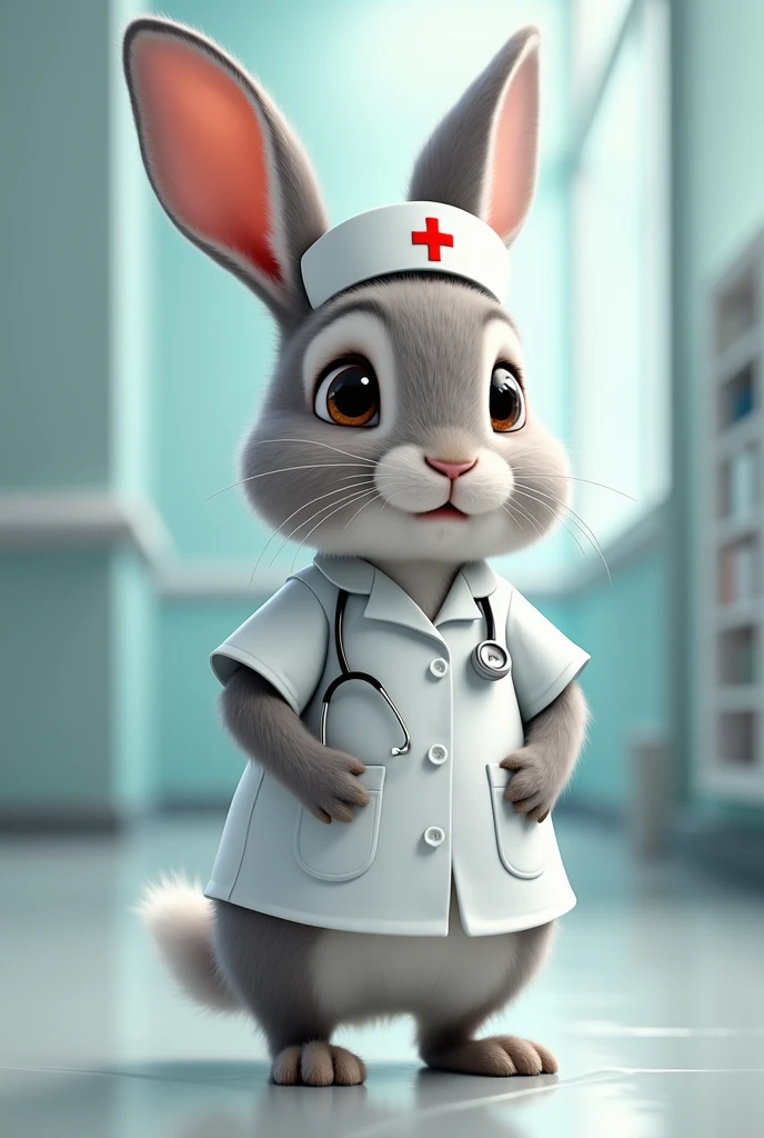 A rabbit wearing a nurse uniform, realistic style
