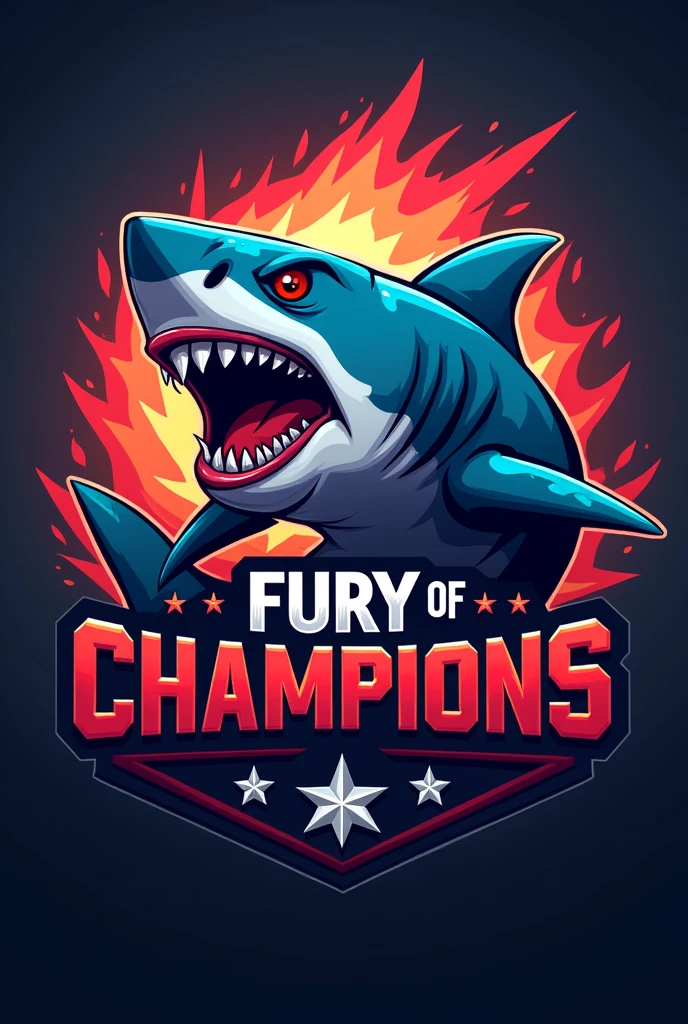 Logo, logo with shark, video game, fury of champions,video game tournament 