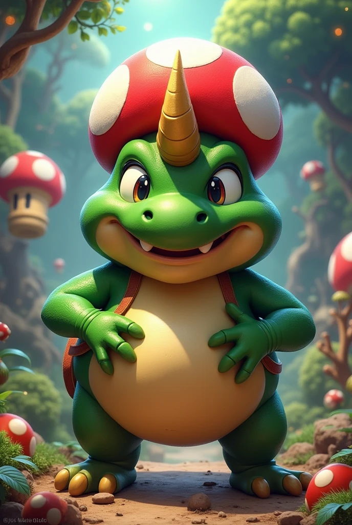 (ultra detailed), Toad from Super Mario、Horn、Grin