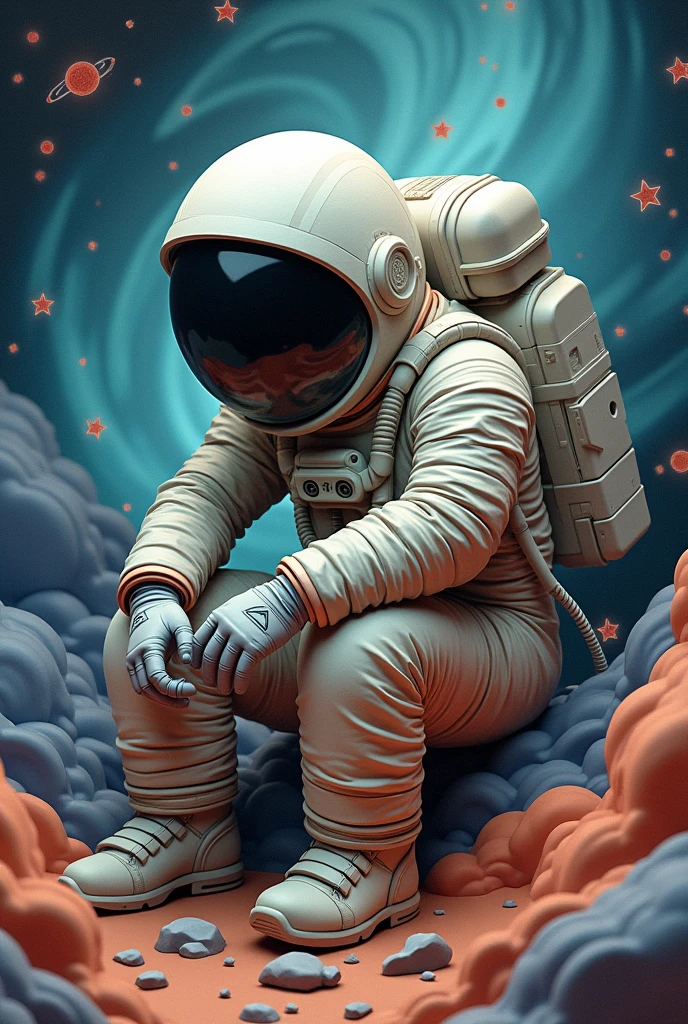 Sad astronaut 3d paper

