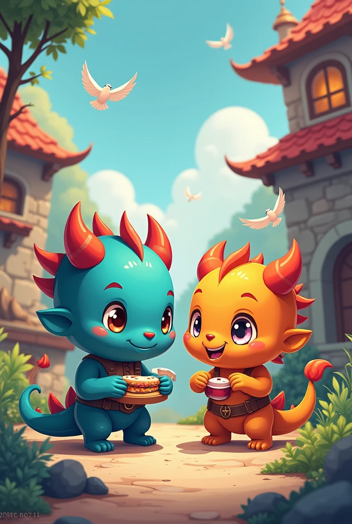 Cute little heroes and monsters are natural enemies