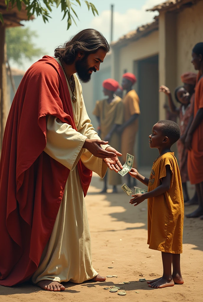 Jesus giving money to a poor afican ???