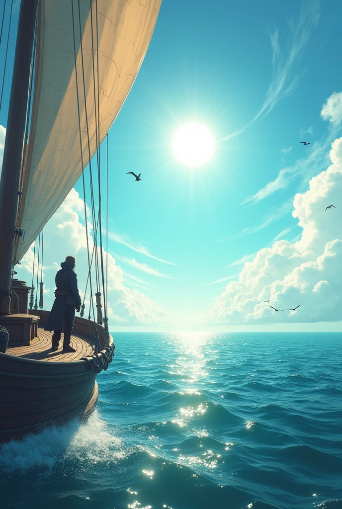 In the middle of the sea during the day