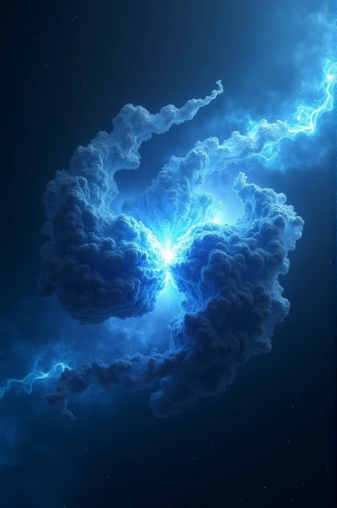 Two nebula star collision making blue shade in the space