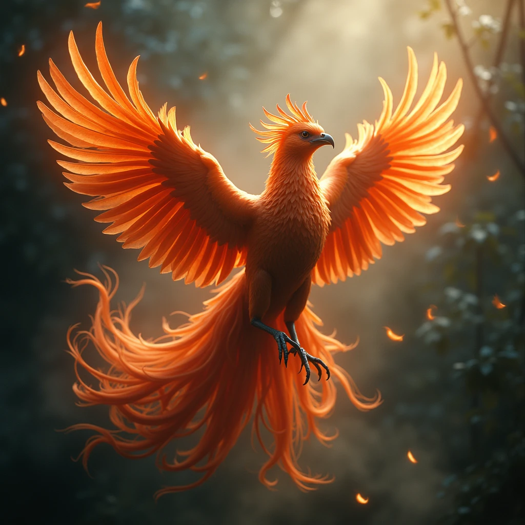 A mythical phoenix, Capture the ethereal light and shadow in a stunning photograph with selective color details, revealing the hidden poetry. Beautiful cinematic lighting, surreal, color graded, dynamic movement, captivating chiaroscuro, (special effects:0.1), full body, award-winning, cinematic still, emotional, vignette, dynamic, vivid, (masterpiece, best quality, photorealistic, Professional, perfect composition, very aesthetic, absurdres, ultra-detailed, intricate details:1.3)