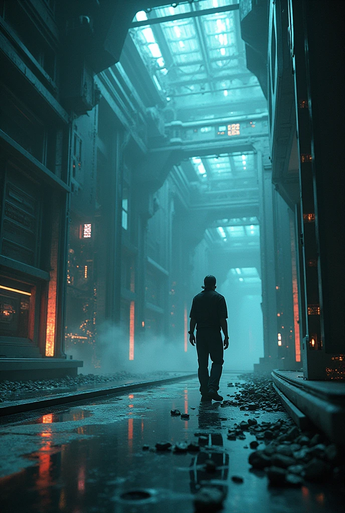Create a picture of clues to a riddle, technology in a futuristic universe