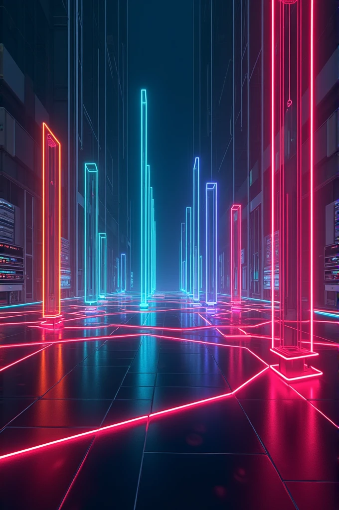 Create an electronic background with multiple neon lights