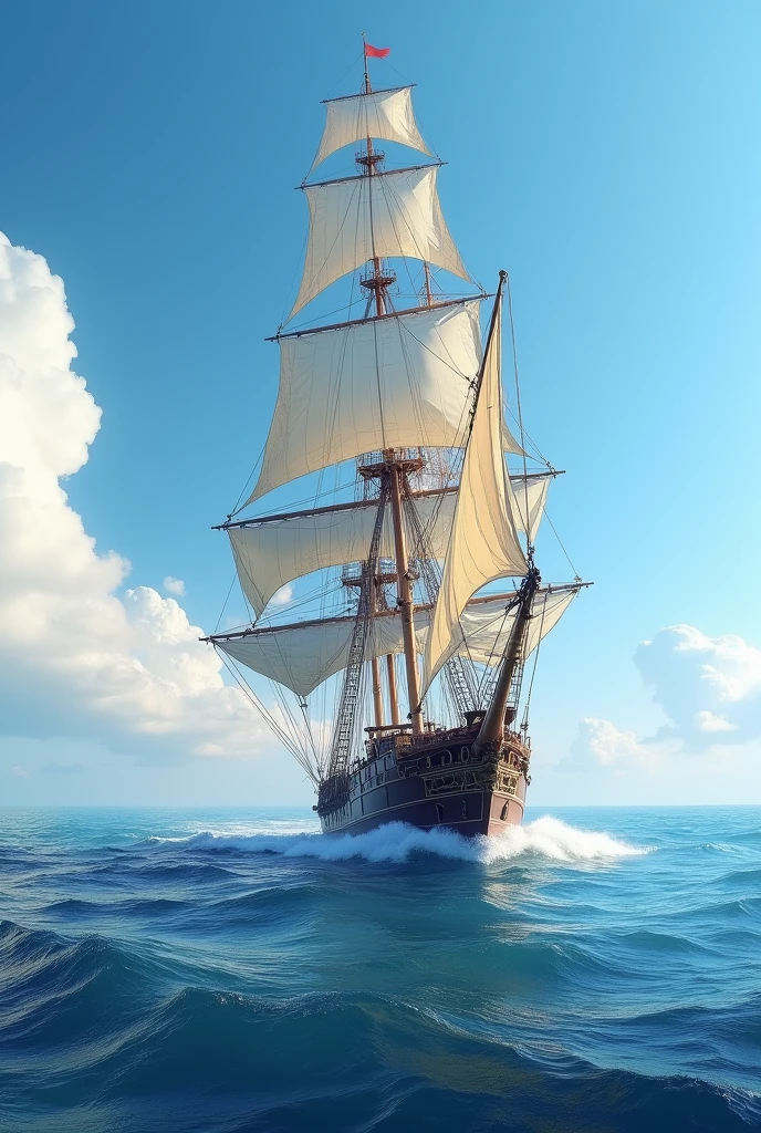 Sailing ship in the middle of the sea during the day