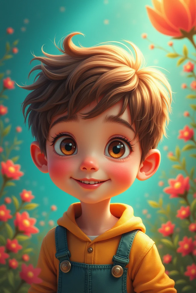 Cute boy with colour full background 