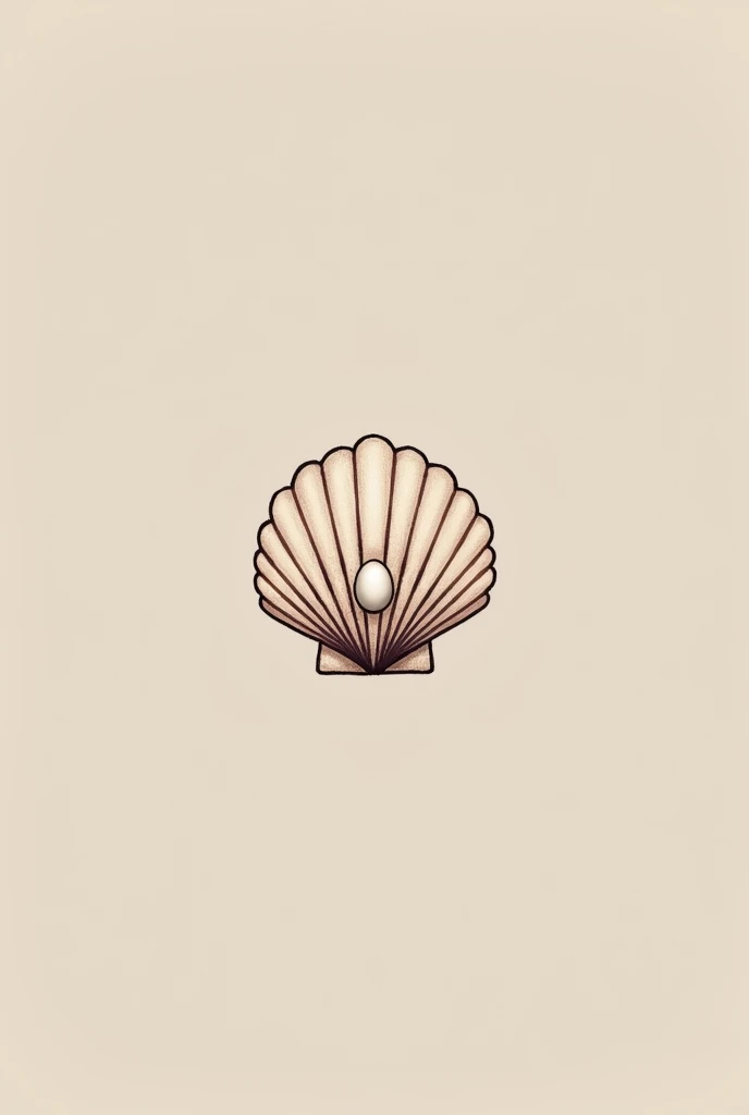 Shell with pearl simple tattoo template
