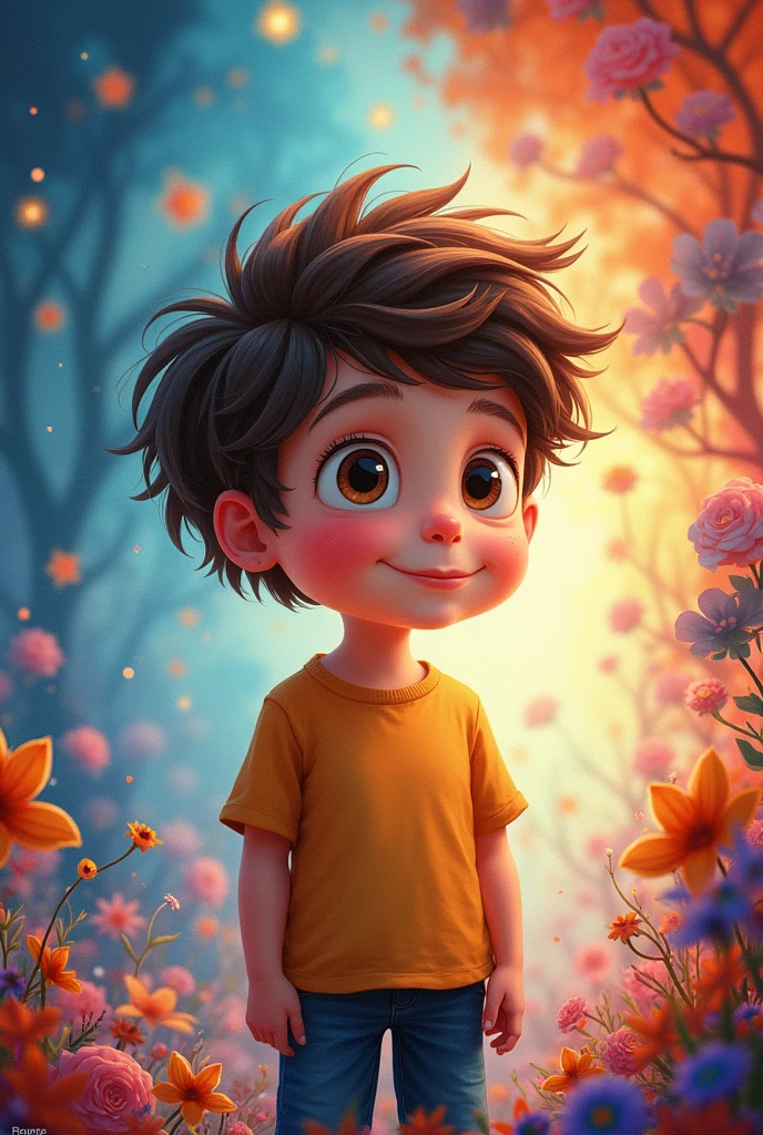 Cute boy with colourfull background