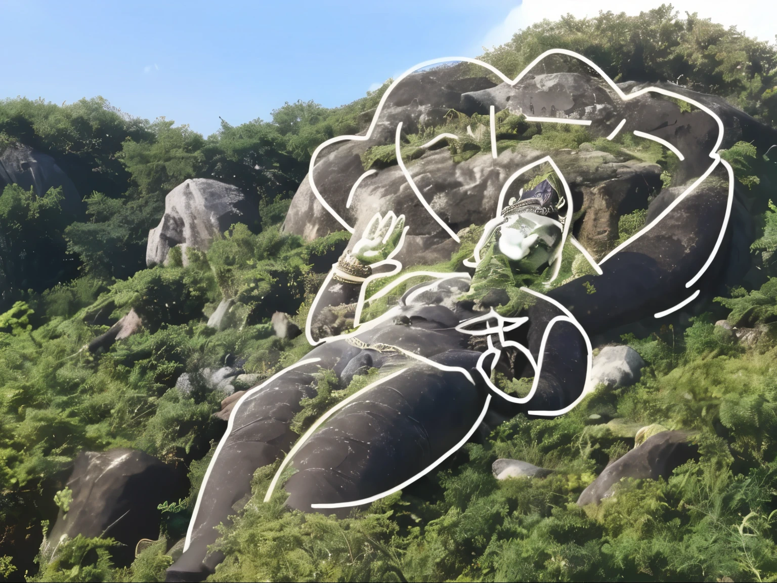 Follow the image type and made god Vishnu sleeping on the five head snake