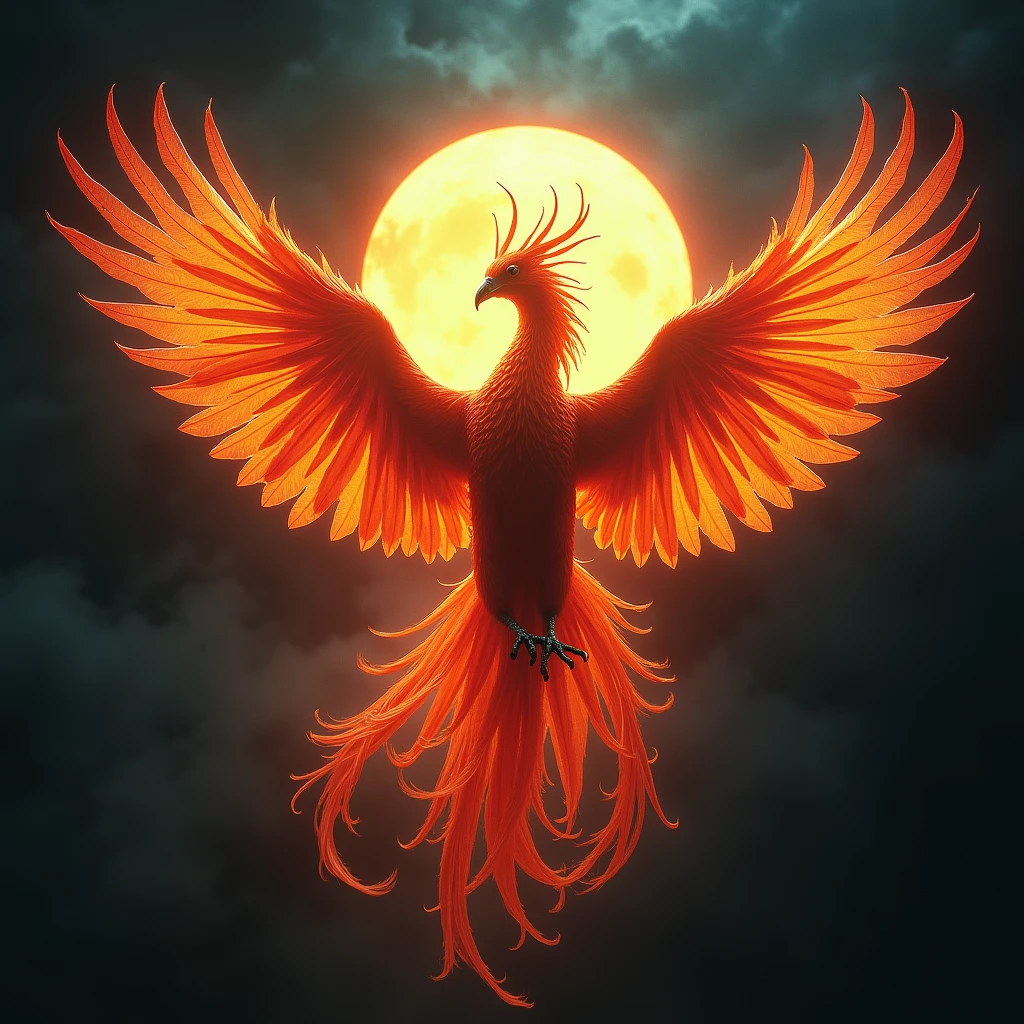 A mythical phoenix, a colorful circle behind it is illuminated in the style of light from inside, dark background, film grain, color negative, suspense, night shot photography. Beautiful cinematic lighting, surreal, color graded, dynamic movement, captivating chiaroscuro, (special effects:0.1), full body, award-winning, cinematic still, emotional, vignette, dynamic, vivid, (masterpiece, best quality, photorealistic, Professional, perfect composition, very aesthetic, absurdres, ultra-detailed, intricate details:1.3)