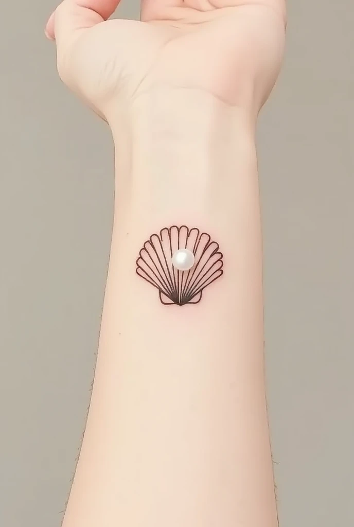 Shell with pearl simple tattoo template