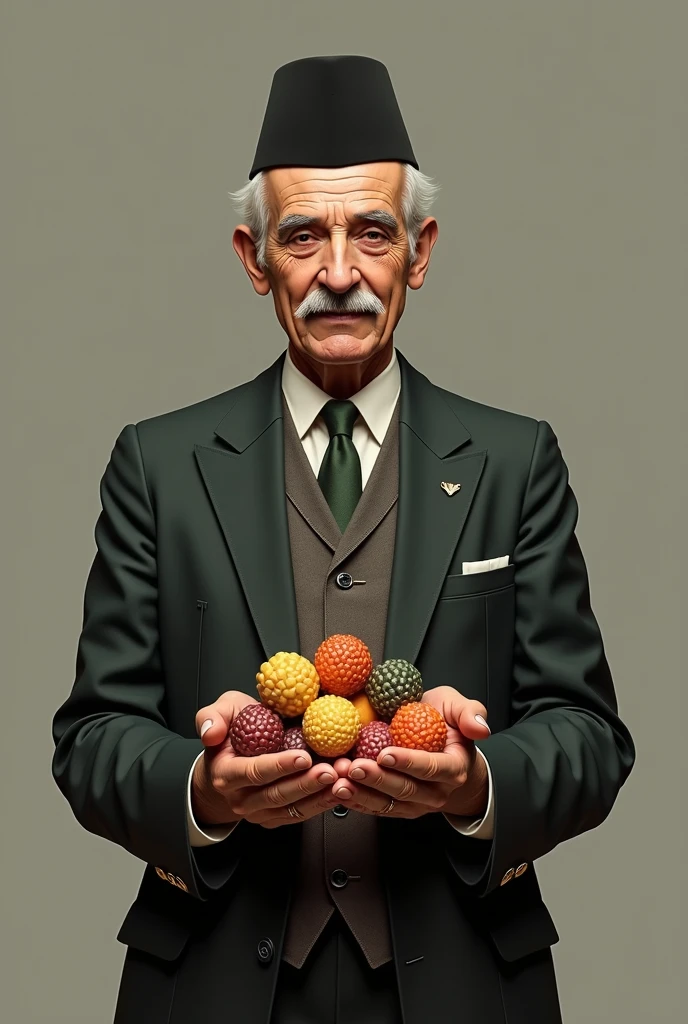 Man holding colorful corn kernels in his hand