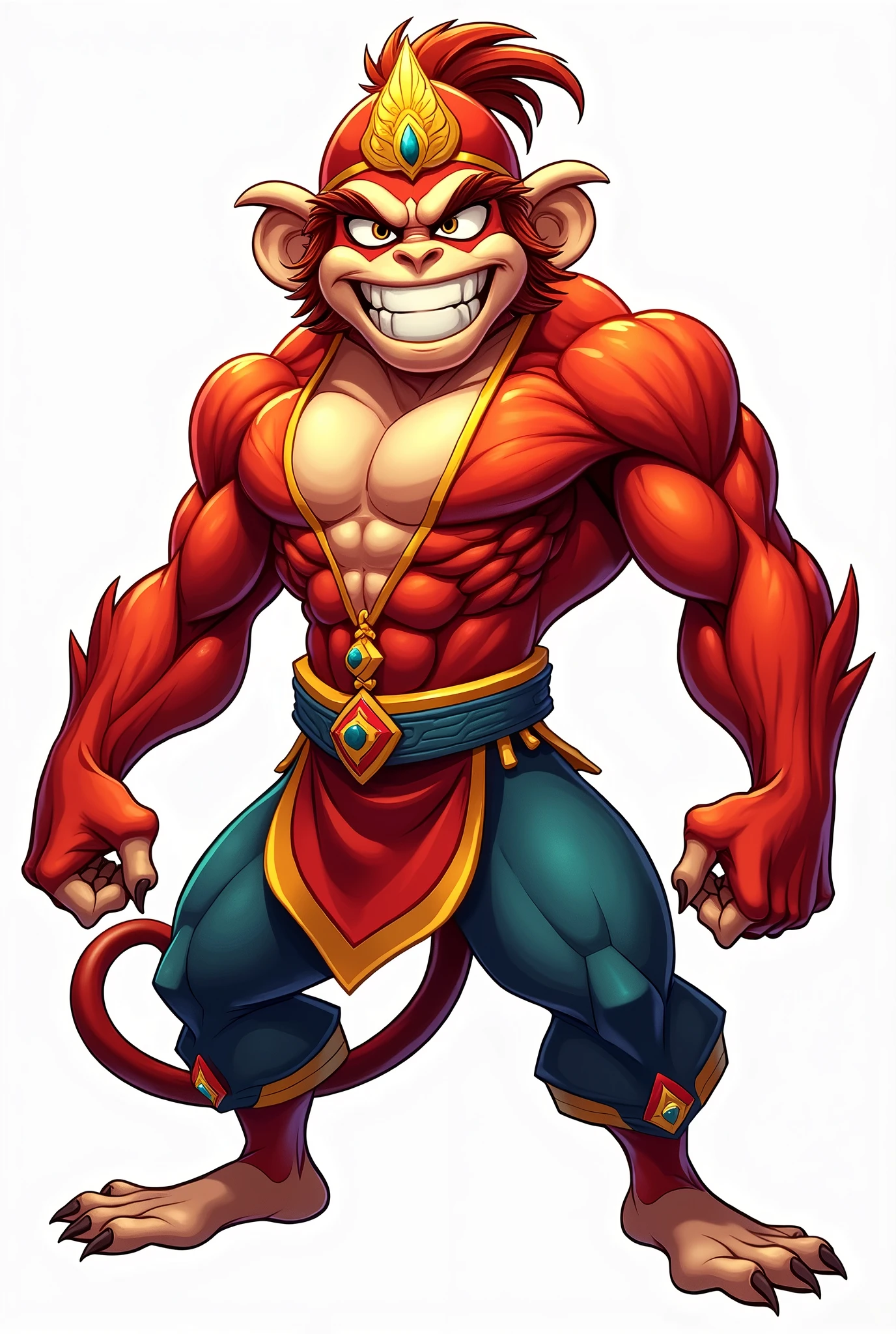 Create an avatar icon with the image of Sun Wukong icon 128*128,Use bright colors and transparent backgrounds,Reflects the characteristics of Sun Wukong