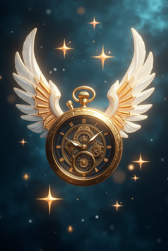 Stopwatch with wings and three golden stars