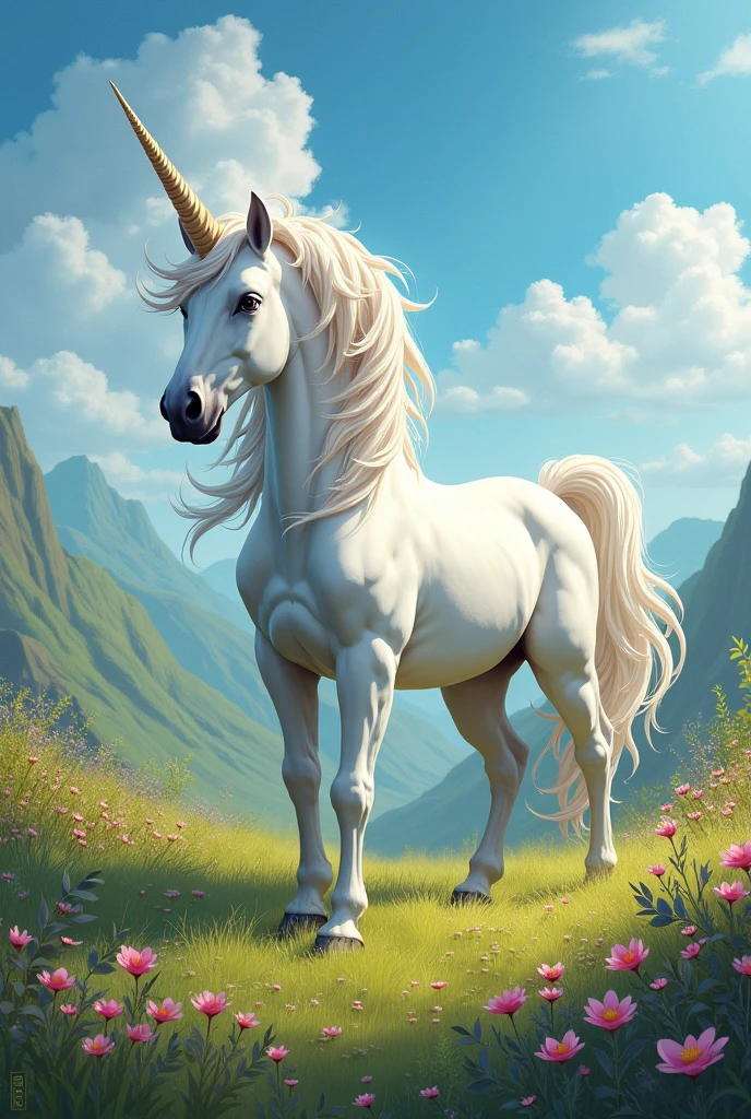 unicorn in a vibrant landscape