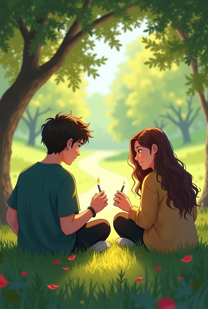 Friends sitting on area with cigrate