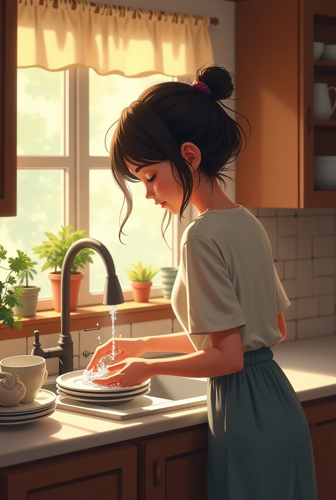 The washing dishes