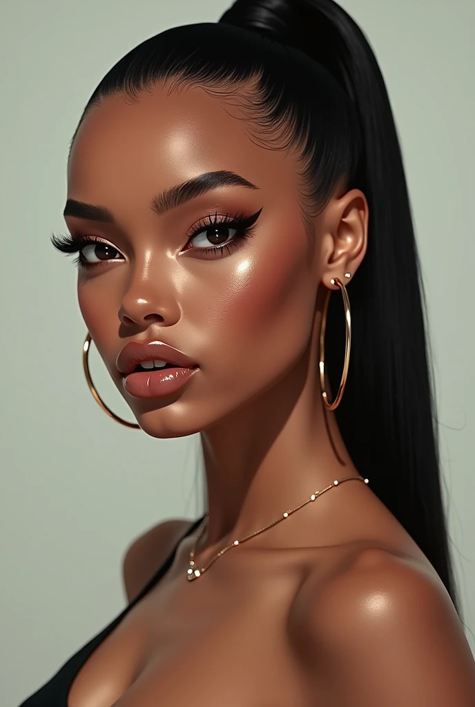 Illustrate a girl that shares features with big latto, ice spice , kkvsh, sza, ash kaah and nicki minaj