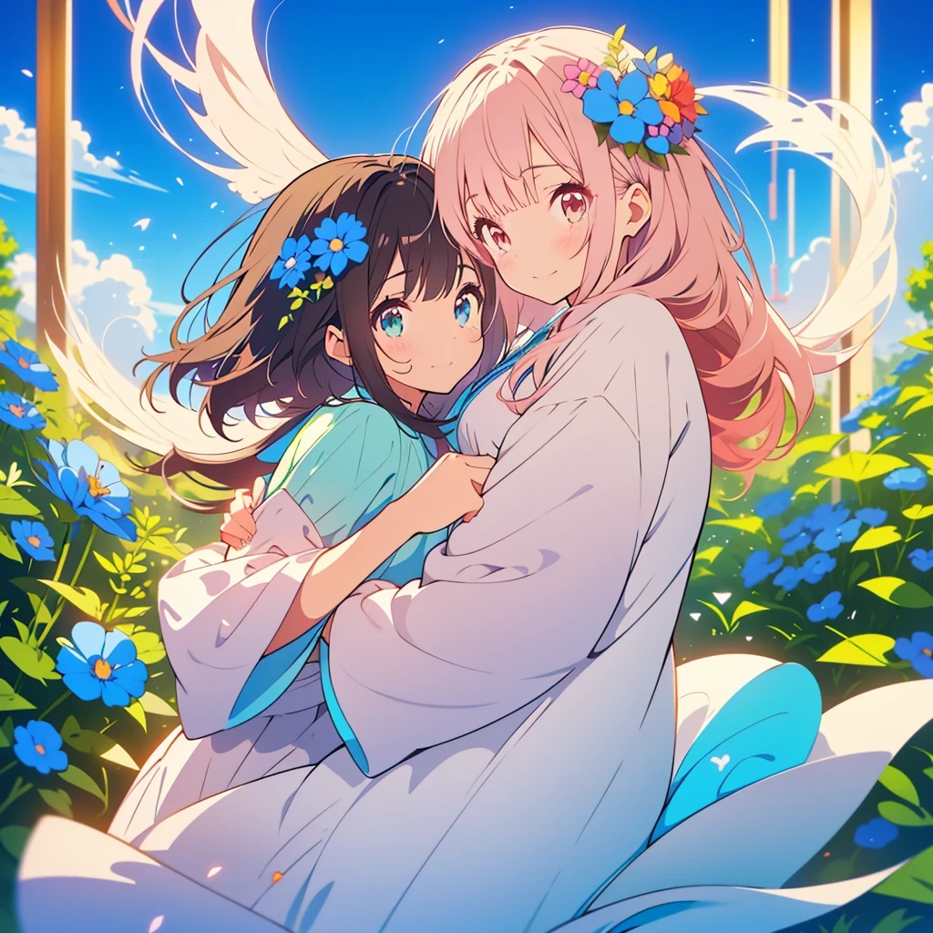 kawaii, anime, Cute, hyper quality, highly detailed, 8k, Clarity, Draw facial expressions in detail, A young girl with short light pink hair and scarlet eyes.,