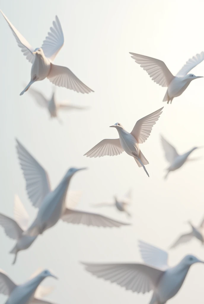 Paper birds flying