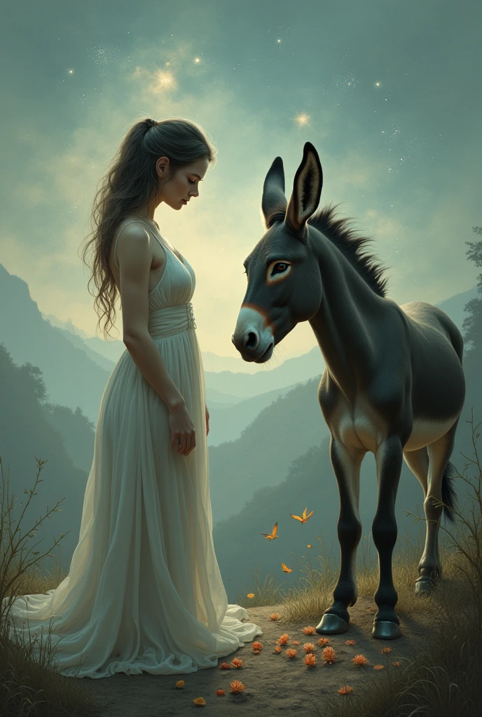 Donkey on woman