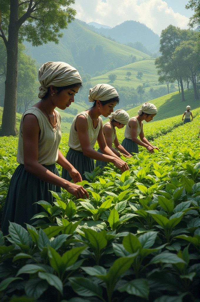 Assamese slave girls in the tea garden
