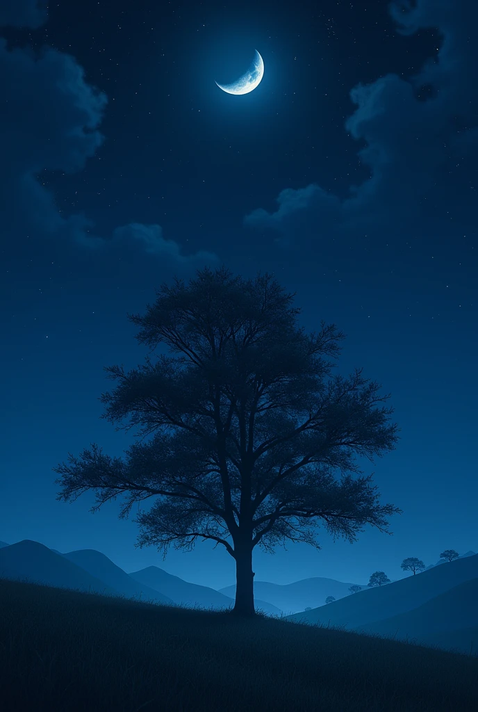 A tree with a moon