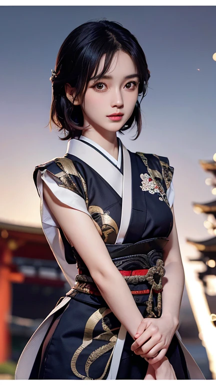 Japan, Sengoku period, beautiful girl, Japanese anime, black hair, short hair, slanted eyes, war genius, military strategist, sword style