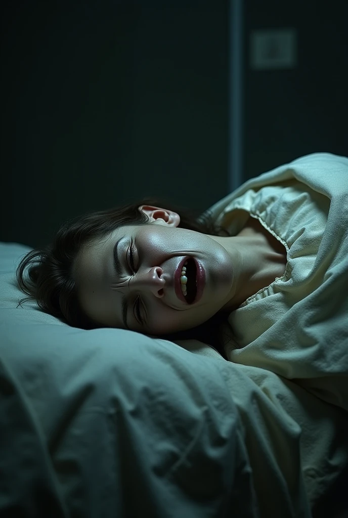 une personne en train de mourir ou juste avat d'être morte, L'image gives a feeling of fear