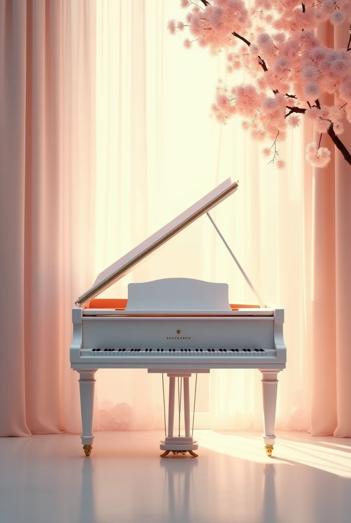 (Romantic Light,Super detailed:1.2)White grand piano,Soft Focus,bright scene,masterpiece:1.2,White tones,sentiment, sentiment,Chinese painting style,Luxurious materials,High resolution,portrait,Classic composition,piano melody