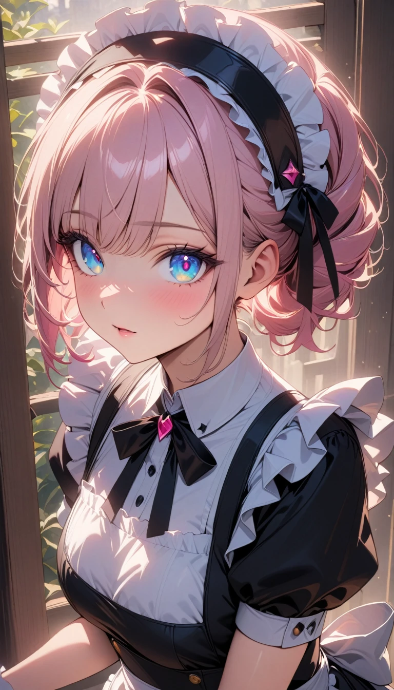 1girl, (Portrait of a beautiful maid girl, wearing maid uniform:1.3), elegance, detailed beautiful face, (finely detailed beautiful eyes),
((very detailed, ultra-high resolution, absurdres, highres, masterpiece, best quality, very aesthetic, fine texture, newest, perfect lighting, best shadow, sharp focus, high color saturation)), (anatomically correct, perfect hands), (professional photography), great lighting, shine colorful, 