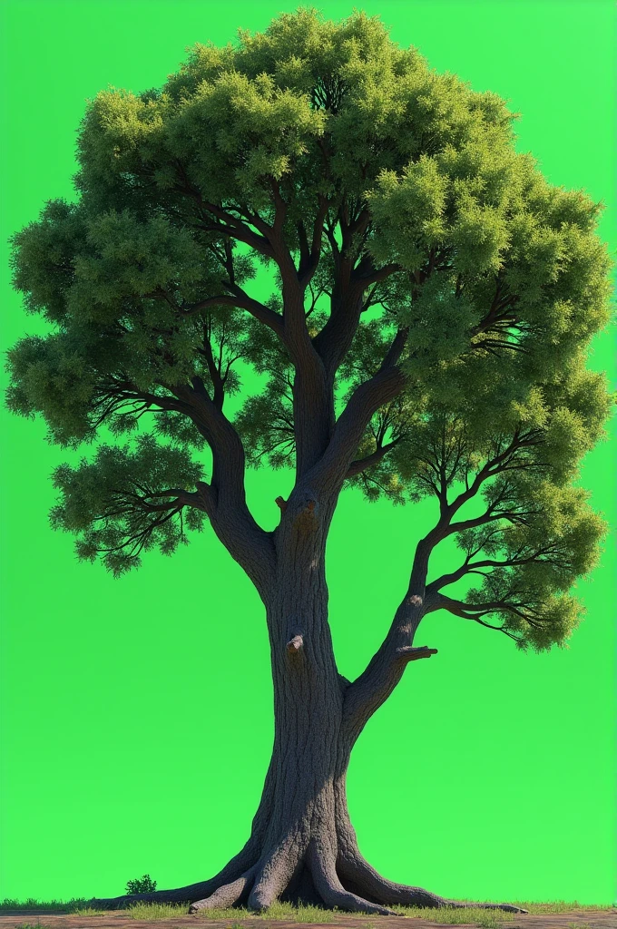 A realistic big tree, in front of green screen
