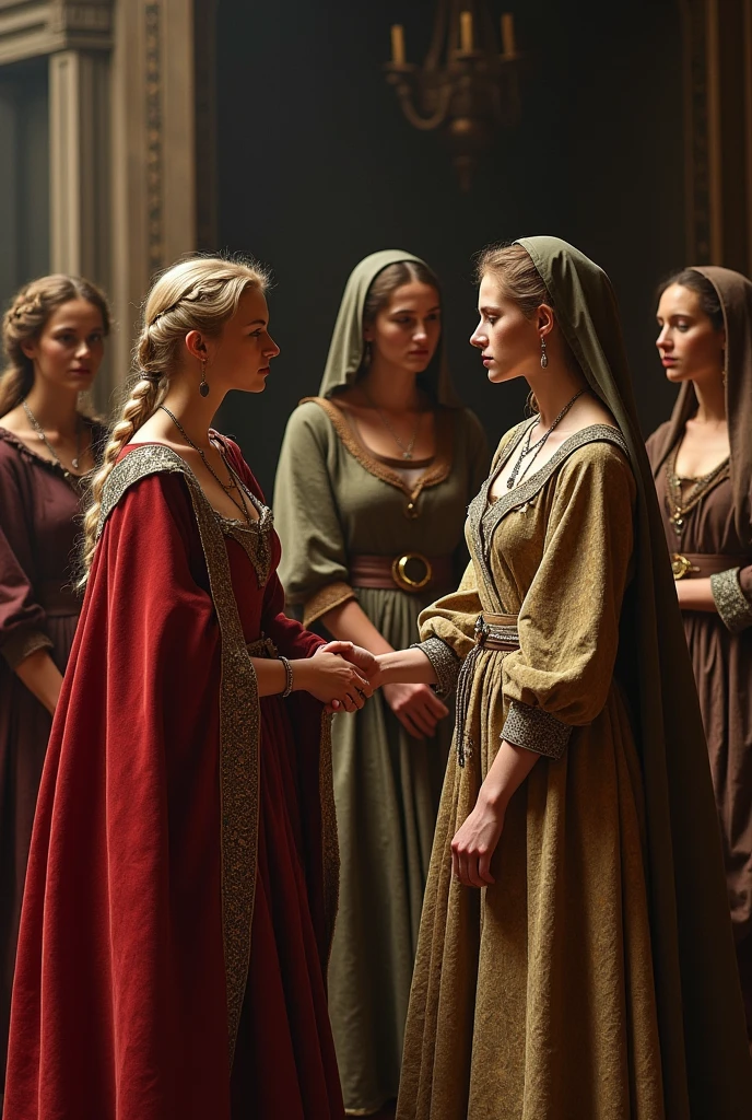 5 slave girls being auctioned medieval