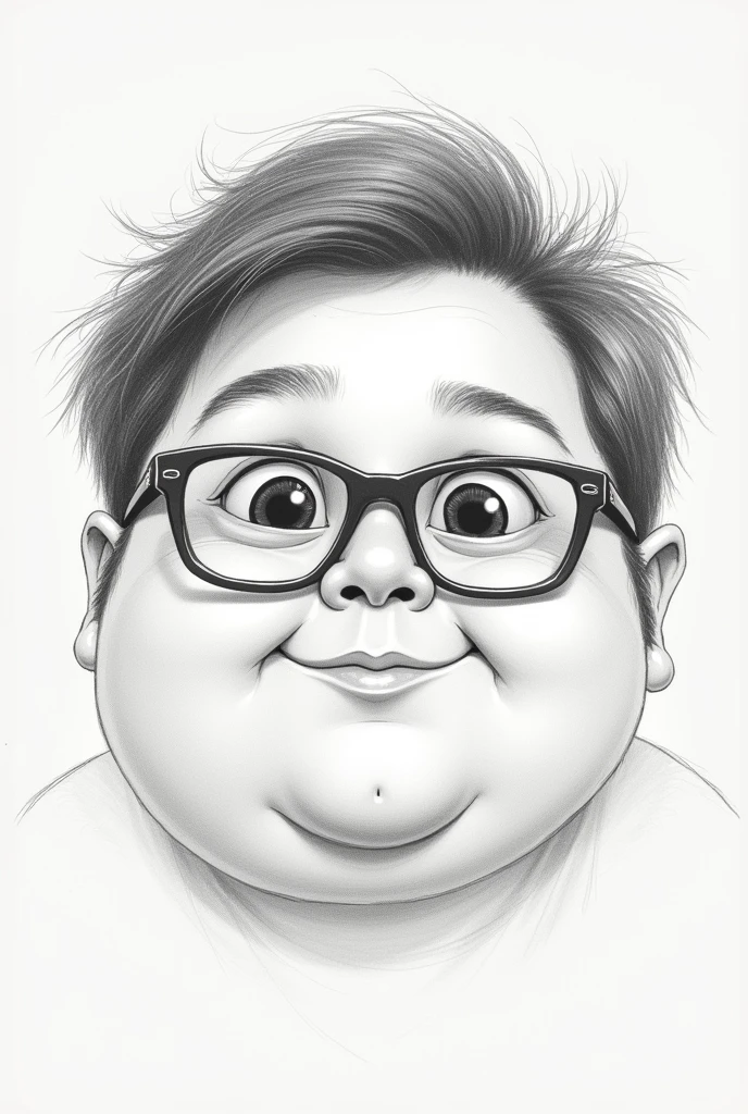 Sketch of my face, chubby with glassez