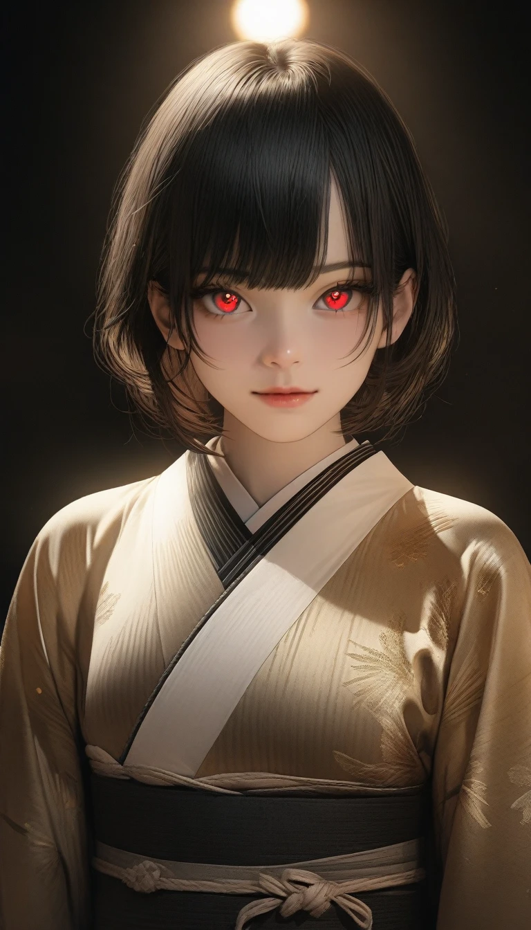 ((Highest quality, 8k, masterpiece: 1.3)), Sharp focus: 1.2, (Super beautiful face: 1.0), (Glowing Skin: 1.0), Realistic photos, Black Hair, Realistic students, Cinema Lighting, Highly detailed eyes and face, Cinema Lighting, (Cowboy Shot: 1.0), (kimono, In the same way, heart: 1.15), (Cute Korean Actresses), Originally, classic kimono,