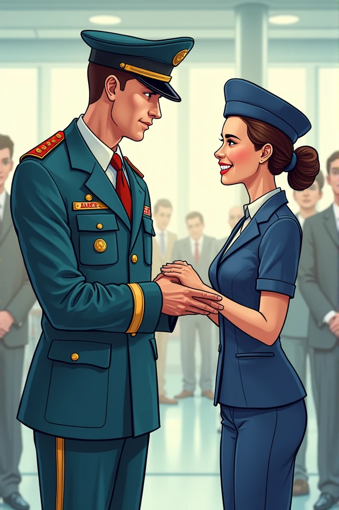 A comic of soldier helping cabin crew 👩‍✈️ 