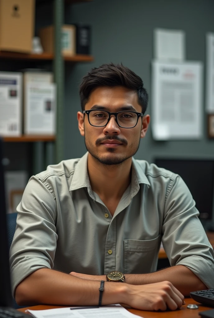 Colombian guy, not to handsome but not ugly, black hair , normal cut, white, with glasseses and he works in a news papper, COLOMBIAN GUY NOT ASIAN