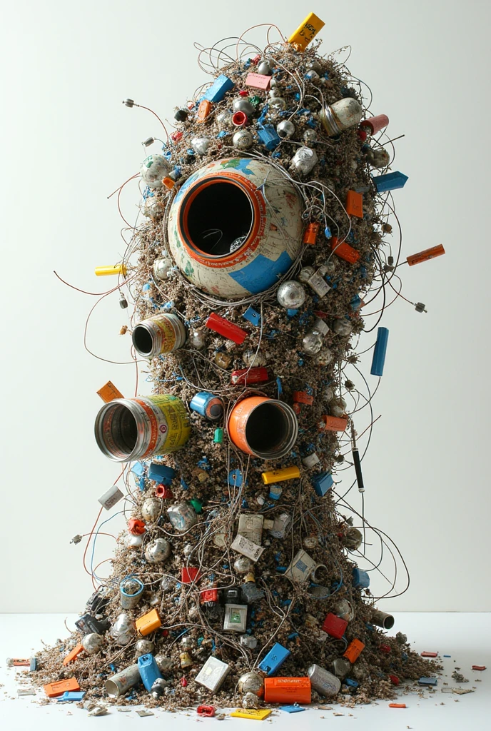 create a 3d diagram of recycled garbage