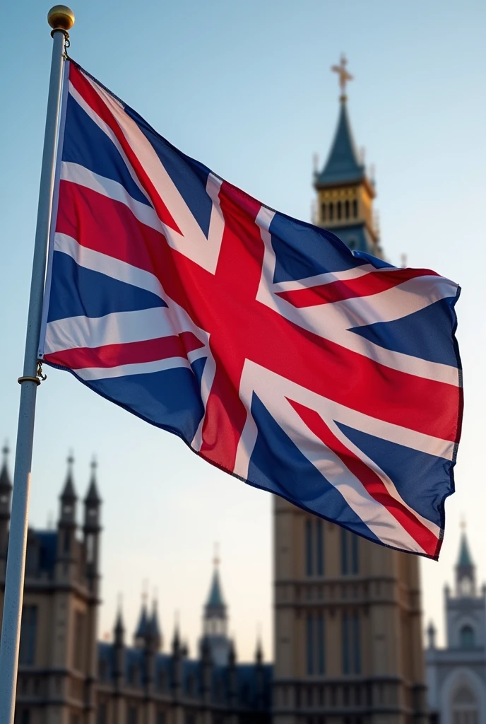 UK flag waving next to government 