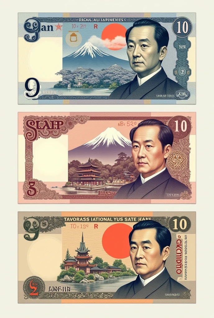 Japanese Yen styles - banknotes 