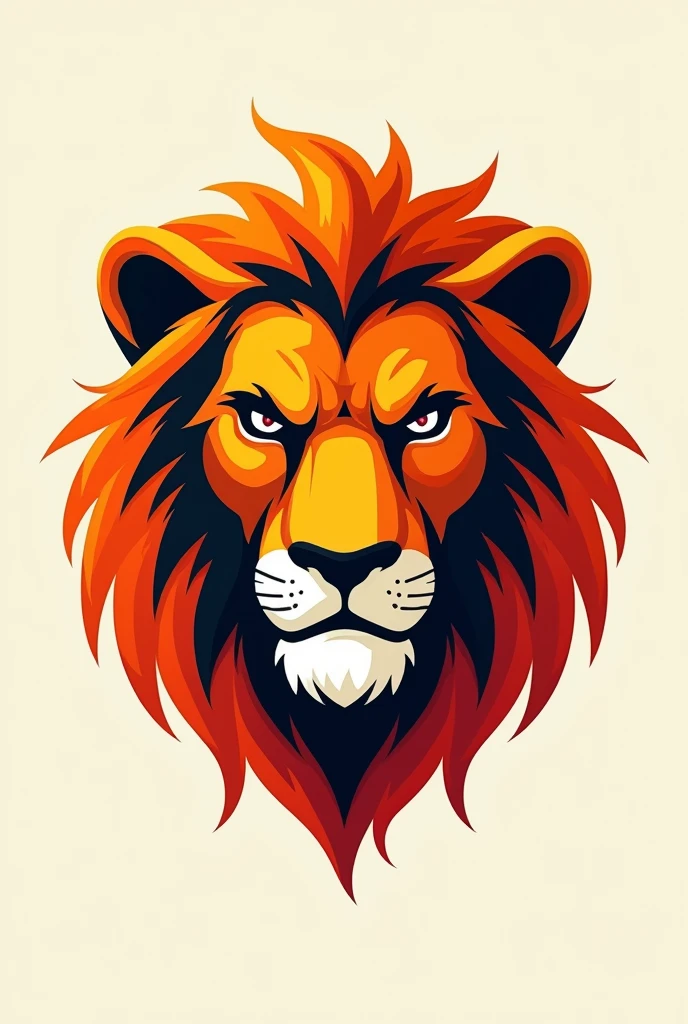 Make a logo of an orange lion face,offwhite, blackw, and reds for a high school class