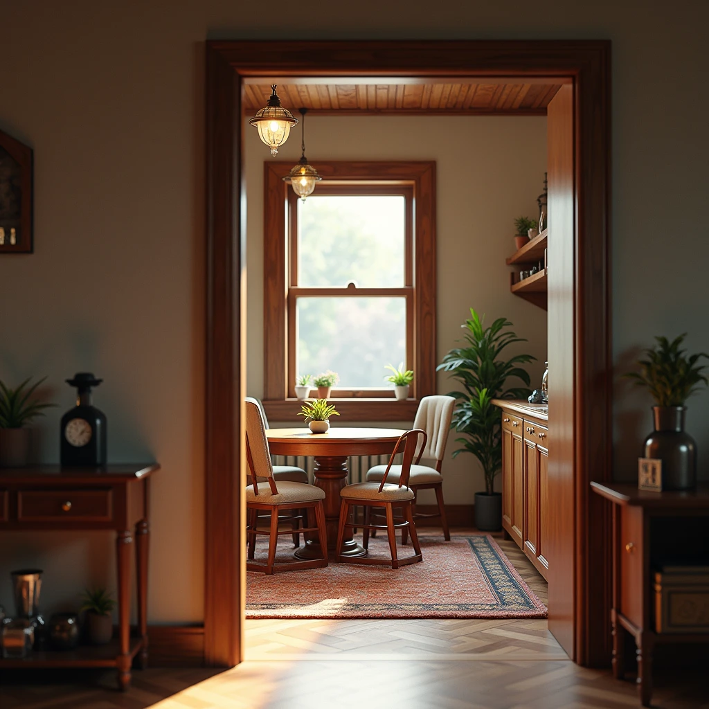 there is a room with a table, chairs, and a door, house interior, rendered in unreal engine 3d, 3 d rendering, 3d rendering, randomly segmented rooms, 3 d rendering!, 3d rendering!, interior background, rendered in arnold, rendered on unreal 3 d, 3 d rendered, 3d rendered, detailed 3 d render, detailed 3d render