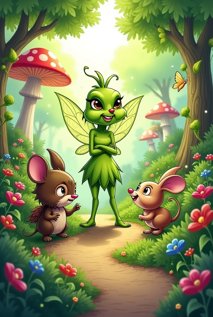 However, green fairy Luna became possessive of her garden and refused to share it with the other animals. Hootie, Squeaky, and Rosie tried to reason with her, but she wouldn't listen..in cartoons characters