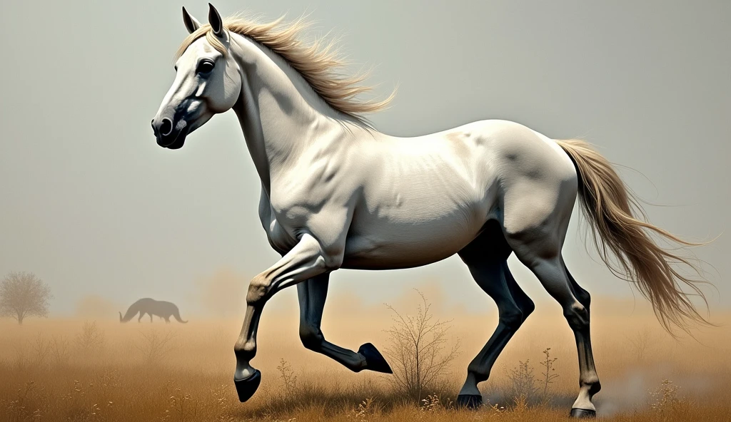 Create random classic masterpieces of Picasso in Ultra-High Definition, 64k resolution oil painting without a frame, using full dimensions of the selected resolution to fit the artwork image, finely detailed to perfection, art-punk, French style, countryside background, art germ, high-octane. A portrait of a young untamed beautiful aggressive White horse, an exact copy of the legendary Black Beauty film horse, an unreal engine, a master stroke of a legendary brush, a tribute to a legendary artist, super realistic, superhit,