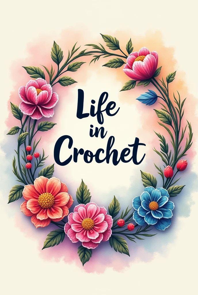 Make a crochet logo based on French art that has the name "life in crochet