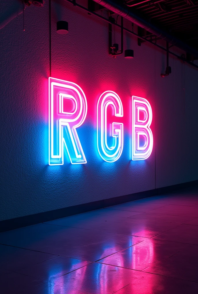 A wall in rgb light written by styilish letter on Prabhat