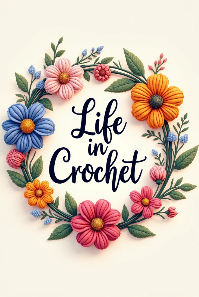 Make a crochet logo based on French art that has the name "life in crochet